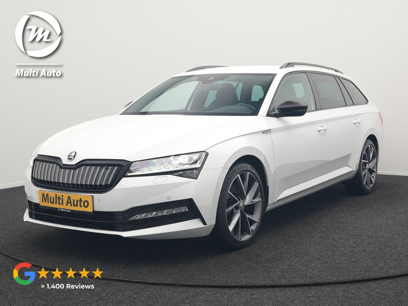 Škoda Superb Combi 1.4 TSI iV Sportline Plug In Hybrid 218pk Dealer O.H PHEV | Trekhaak Af Fabriek | Adaptive Cruise | Alcantara Sportstoelen Memory & Verwarmd | Canton Audio | Apple Carplay | Stuur Verwarmd | Keyless | Sfeerverlichting |  Navigatie | DAB |