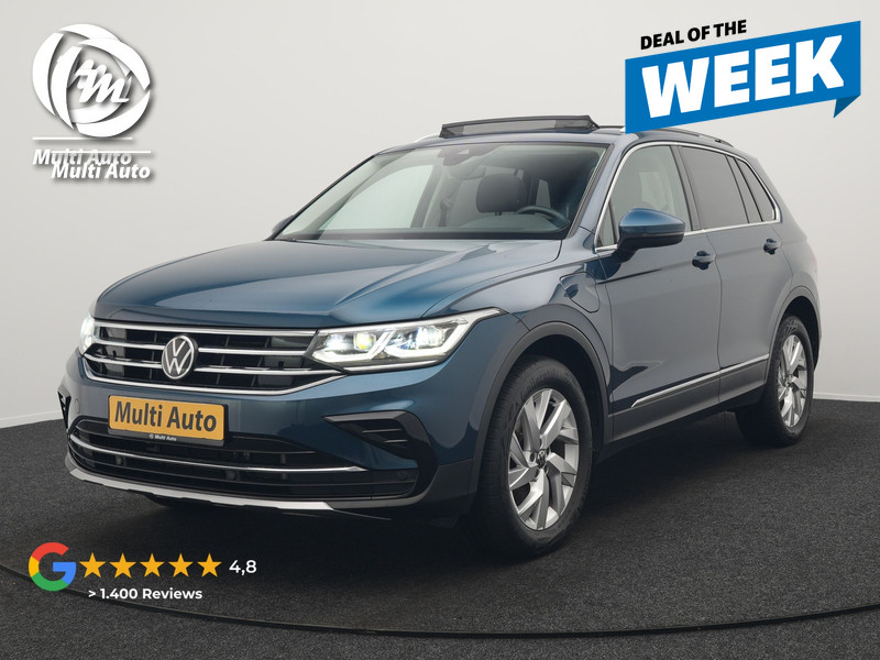 Volkswagen Tiguan 1.4 TSI eHybrid Elegance Plug In Hybrid 245pk PHEV | Panodak | IQ Light | Adaptive Cruise | Alcantara Sportstoelen Verwarmd | Apple Carplay | Sfeerverlichting | Stuur Verwarmd | Navigatie | Virtual | DAB |