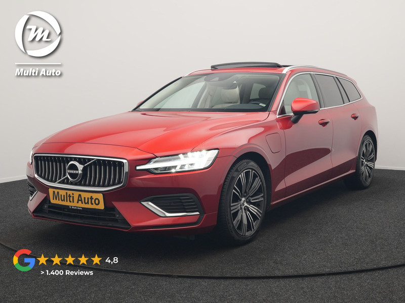 Volvo V60 T6 Recharge AWD Inscription Plug In Hybrid 340pk Dealer O.H. PHEV | Trekhaak Af Fabriek | Panodak | Camera | Harman & Kardon | Lederen Sportstoelen Verwarmd | Stuur Verwarmd | Virtual | Apple Carplay | Keyless | Navigatie | DAB |