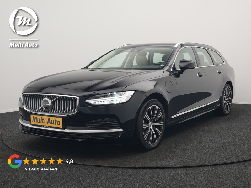 Volvo V90 T6 AWD Long Range Plus Bright Plug In Hybrid 350pk Dealer O.H. PHEV | Trekhaak Af Fabriek | Adaptive Cruise | Camera | Lederen Sportstoelen Memory & Verwarmd | Google Assistent | Apple Carplay | Keyless | Virtual | Blis | Navigatie | DAB |