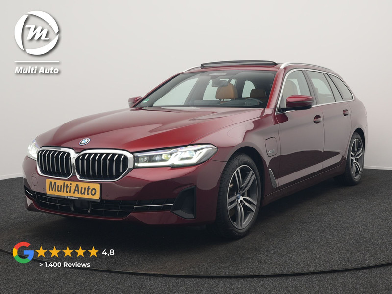 BMW 5-serie Touring 530e Individual Plug In Hybrid 293pk Dealer O.H Aventurinrot Metallic PHEV | Panodak | Luxe Lederen Comfortzetels Memory & Ventilatie | Laser LED | Adaptive Cruise | Head Up | Harman Kardon | Keyless |