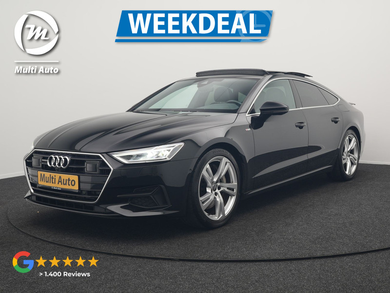 Audi A7 Sportback 50 TFSI e quattro S Line Plug In Hybrid 299pk Dealer O.H PHEV | Panodak | Adaptive Cruise | 360 Camera | Alcantara Sportstoelen Memory & Verwarmd | Apple Carplay | Blis | Navigatie | Virtual | DAB | 20"L.M |