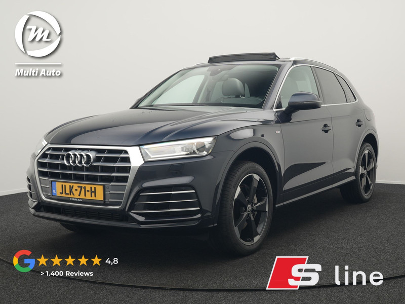 Audi Q5 50 TFSI e quattro S Line Plug In Hybrid 299pk Dealer O.H. PHEV | Panodak | 20"L.M Rotor | Apple Carplay | Lederen Sportstoelen Verwarmd | Keyless | Navigatie | Virtual |