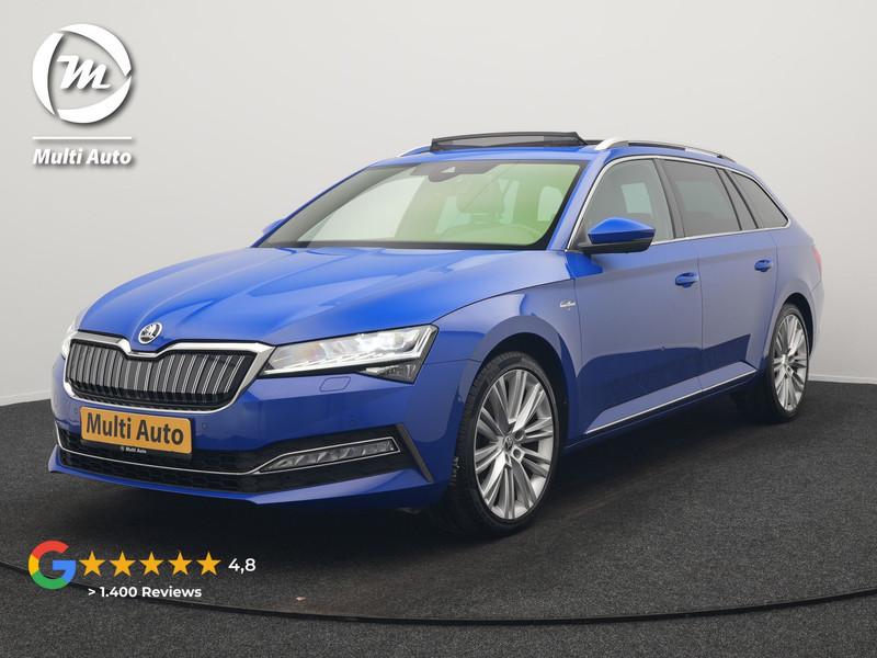 Škoda Superb Combi 1.4 TSI iV Laurin & Klemet Plug In Hybrid 218pk Dealer O.H. PHEV | Trekhaak Af Fabriek | Panodak | Adaptive Cruise | 360 Camera | Lederen Sportstoelen Ventilatie & Memory & Massage | Canton Audio | Crystal LED | Stuur Verwarmd | Sfeerverlichting |