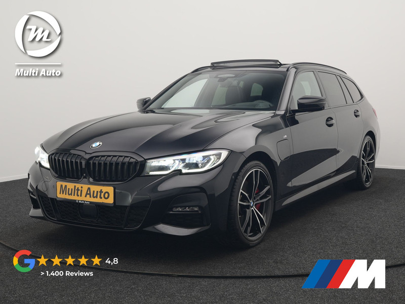 BMW 3-serie Touring 330e M Sport Plug In Hybrid 293pk Dealer O.H. PHEV | Trekhaak Af Fabriek | Panodak | Head Up | Adaptive Cruise | 360 Camera | Laser LED | Lederen Sportstoelen Memory & Verwarmd | Apple Carplay | Sfeerverlichting | 19"L.M |