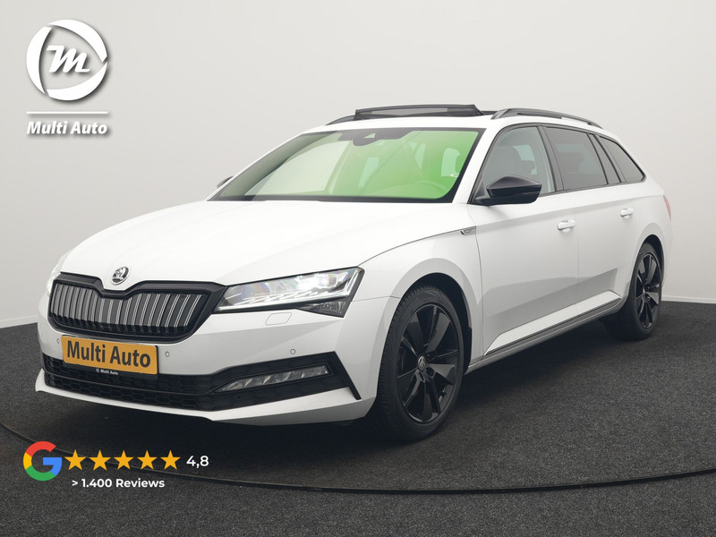 Škoda Superb Combi 1.4 TSI iV Sportline Business Plug In Hybrid 218pk PHEV | Panodak | Adaptive Cruise | Camera | Canton Audio | Alcantara Sportstoelen Memory & Verwarmd | Sfeerverlichting | Apple Carplay | Crystal LED | Stuur Verwarmd | Navigatie | DAB |