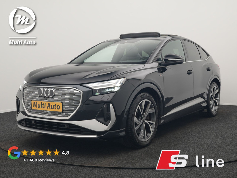 Audi Q4 Sportback E-Tron 50 quattro S Line 77 kWh 300pk Dealer O.H. | Trekhaak Af Fabriek | Panodak | Adaptive Cruise | Head Up | Camera | Matrix LED | Lederen Sportstoelen Verwarmd | Sfeerverlichting | Apple Carplay | Keyless | Blis | 20"L.M | Navigatie |