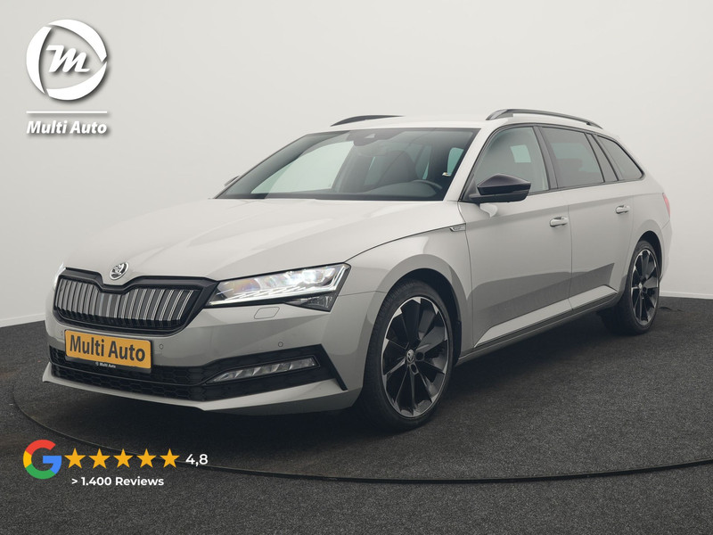 Škoda Superb Combi 1.4 TSI iV Sportline Business Plug In Hybrid 218pk Dealer O.H. PHEV | Trekhaak Af Fabriek | Adaptive Cruise | 360 Camera | Canton Audio | Alcantara Sportstoelen Memory & Verwarmd | Sfeerverlichting | Stuur Verwarmd | Keyless | Crystal LED | DAB |