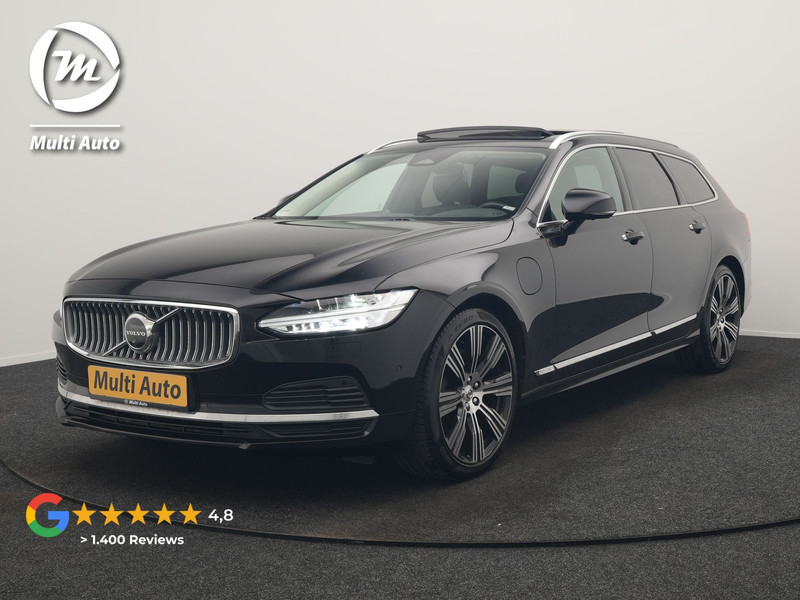 Volvo V90 T8 AWD Inscription Exclusive LONG RANGE PHEV 394pk Dealer O.H. | Panodak | Head Up | Adaptive Cruise | 360 Camera | Bowers & Wilkins | Lederen Sportstoelen Ventilatie & Memory | Keyless | Blis | Stoelen & Stuur Verwarmd | Apple Carplay | Plug In Hybrid