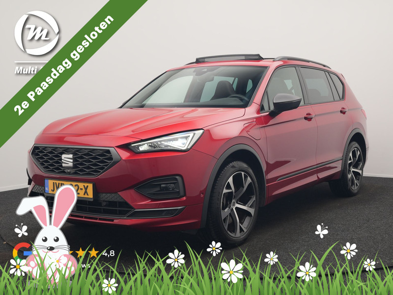 Seat Tarraco 1.4 TSI e-Hybrid FR PHEV 245pk | Trekhaak Af Fabriek | Panodak | Adaptive Cruise | 360 Camera | Alcantara Sportstoelen Memory & Verwarmd | Sfeerverlichting | Stuur Verwarmd | Apple Carplay | Keyless | Blis | Plug In Hybrid