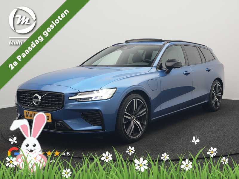 Volvo V60 T6 Recharge AWD R-Design PHEV 340pk Dealer O.H. | Trekhaak Af Fabriek | Panodak | Adaptive Cruise | 360 Camera | Lederen Sportstoelen Memory & Verwarmd | Keyless | Blis | Stuur Verwarmd | Apple Carplay | Navigatie | DAB | Plug In Hybrid |