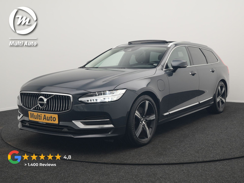Volvo V90 T8 AWD Inscription PHEV 394pk Dealer O.H | Trekhaak af Fabriek | Panodak | Adaptive Cruise | Luxe Lederen Sportstoelen Memory | Pilot Assist | Camera | 19 "L.M | Apple Carplay | Plug In Hybrid