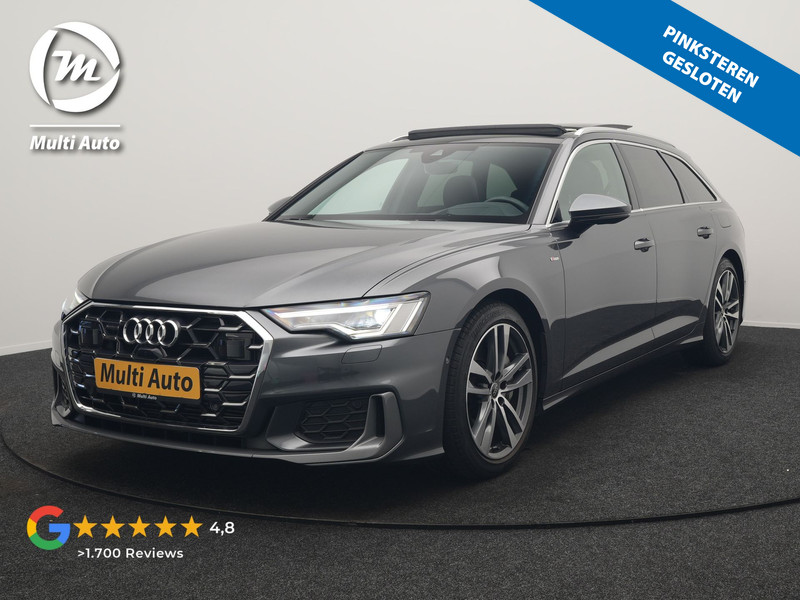 Audi A6 Avant 50 TFSI e quattro S-Line PHEV 300pk Dealer O.H | Panodak | Head Up | Adaptive Cruise | Lederen Sportstoelen Memory & Verwarmd | S Sportstuur Verwarmd | Apple Carplay | Blis | Sfeerverlichting | Keyless | Navigatie | Virtual | DAB | 19" L. | Plug In Hybrid |