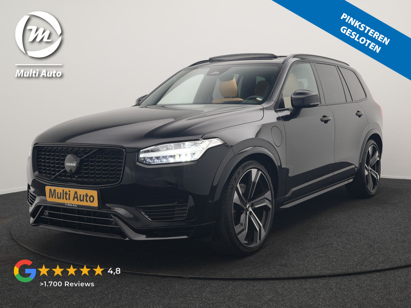 Volvo XC90 T8 Recharge AWD Ultimate Dark LONG RANGE 7 Persoons PHEV 455pk Dealer O.H. | Trekhaak Af Fabriek | Luchtvering | Panodak | Adaptive Cruise | Head Up | 360 Camera | Lederen Sportstoelen Massage & Ventilatie & Memory | Harman / Kardon | Keyless | Blis | Stoelen & Stuur Verwarmd | Plug In Hybrid |
