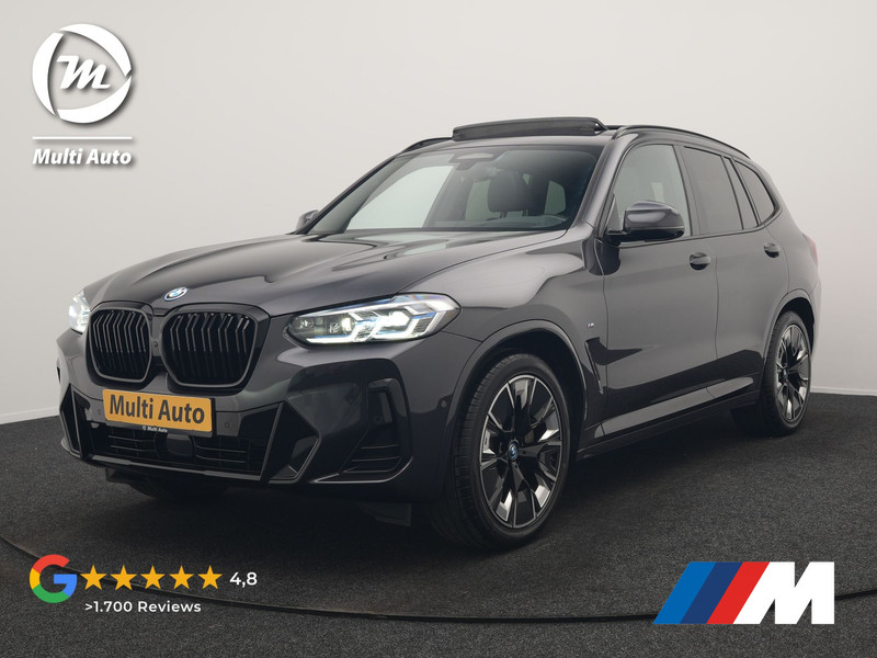 BMW iX3 M Sport 80 kWh 286pk Dealer O.H. | Trekhaak Af Fabriek | Panodak | Head Up | Adaptive Cruise | 360 Camera | Harman / Kardon | Lederen Sportstoelen Memory & Verwarmd | Laser LED | Stuur Verwarmd | Keyless | Blis | Sfeerverlichting | 20"L.M |
