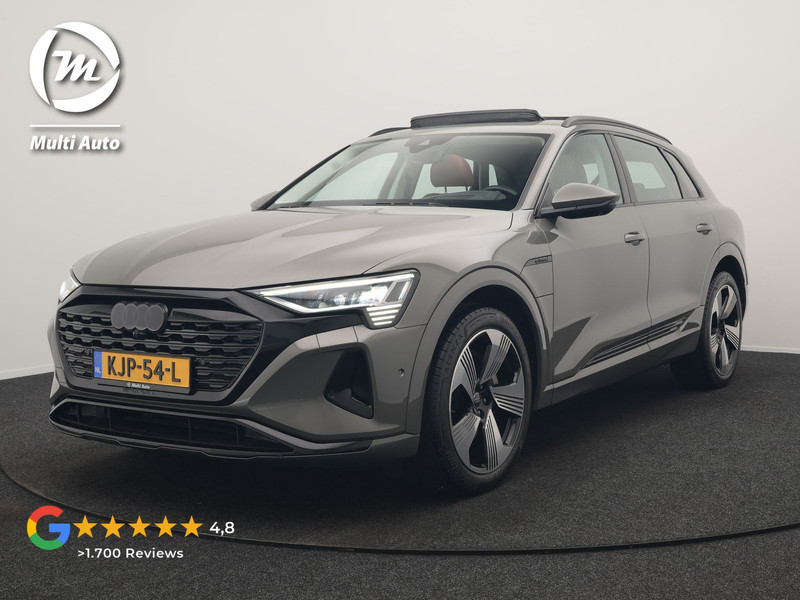 Audi Q8 e-tron 55 Quattro Advanced Edition 106 kWh 408pk Dealer O.H. | Luchtvering | Panodak | Adaptive Cruise | Head Up | Bang & Olufsen | Matrix LED | 360 Camera | Lederen Sportstoelen & Stuur Verwarmd | Sfeerverlichting | Apple Carplay | Blis |