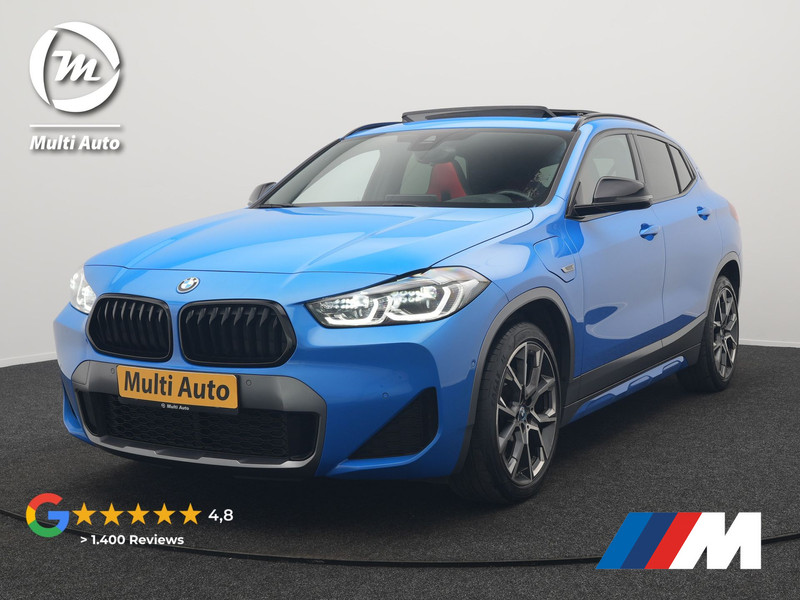 BMW X2 xDrive25e M Sport X PHEV 220pk Dealer O.H. | Trekhaak Afn. | Panodak | Adaptive Cruise | Head Up | Camera | Harman / Kardon | Lederen Competition Stoelen Memory & Verwarmd | Keyless | 19"L.M | Sfeerverlichting | Navigatie | DAB | Plug