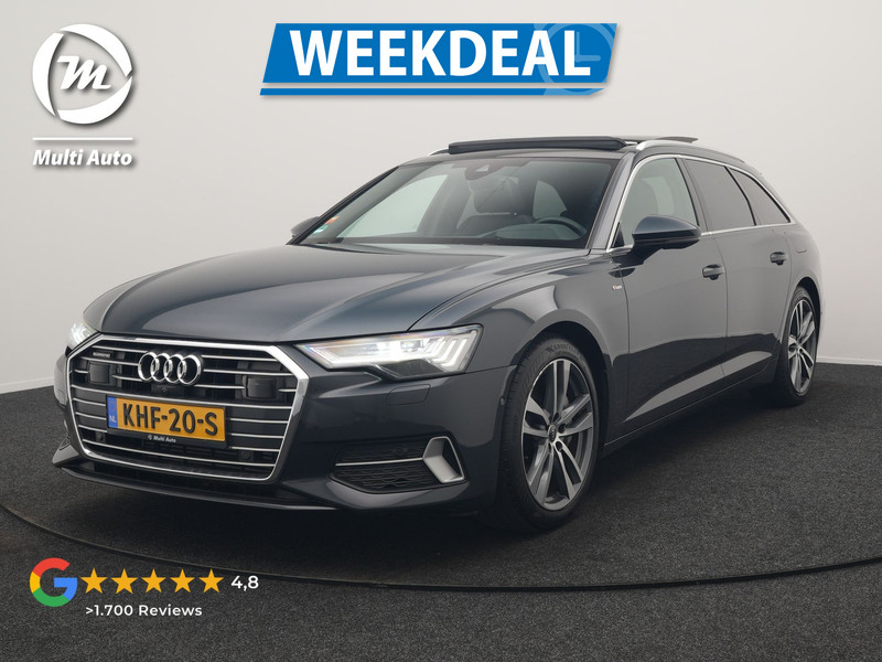 Audi A6 Avant 50 TFSI e quattro S Line PHEV 300pk | Trekhaak Af Fabriek | Panodak | 360 Camera | Head Up | Matrix LED | Adaptive Cruise | S-Line | Alcantara Sportstoelen Memory & Verwarmd | Keyless | Blis | Navigatie | Virtual | DAB | 19"L.M | Plug In Hybrid |