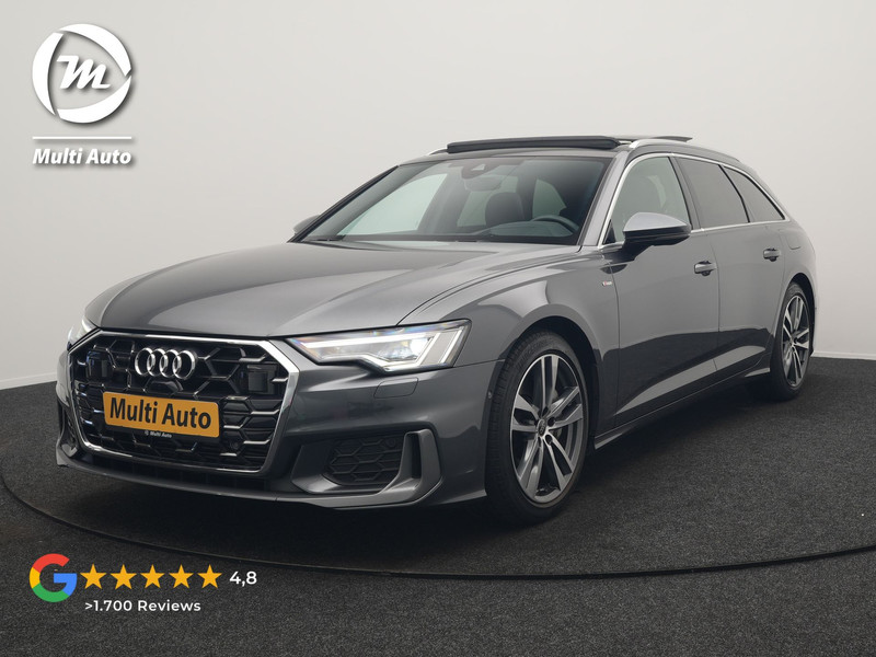 Audi A6 Avant 50 TFSI e quattro S-Line PHEV 300pk Dealer O.H | Panodak | Head Up | Adaptive Cruise | Lederen Sportstoelen Memory & Verwarmd | S Sportstuur Verwarmd | Apple Carplay | Blis | Sfeerverlichting | Keyless | Navigatie | Virtual | DAB | 19" L. | Plug In Hybrid |