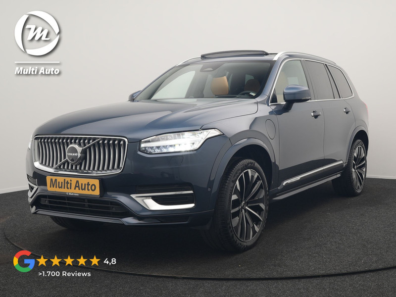 Volvo XC90 T8 Recharge AWD Ultimate Bright 7 Persoons LONG RANGE PHEV 455pk Dealer O.H. | Trekhaak Af Fabriek | Panodak | Head Up | Adaptive Cruise | 360 Camera | Bowers & Wilkins | Lederen Sportstoelen Massage & Memory & Ventilatie | Google Assistent | Stoelen & Stuur Verwarmd  | Keyless | Blis | Plug In Hybrid |