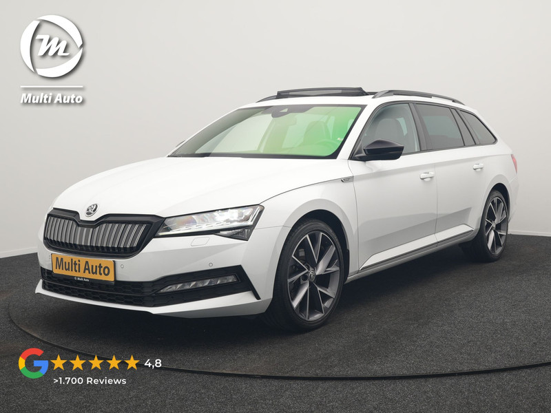 Škoda Superb Combi 1.4 TSI iV Sportline Business PHEV 218pk Dealer O.H. | Panodak | Adaptive Cruise | Camera | Canton Audio | Alcantara Sportstoelen Memory & Verwarmd | Sfeerverlichting | Keyless | Crystal LED | Apple Carplay | Stuur Verwarmd | Plug In Hybrid |
