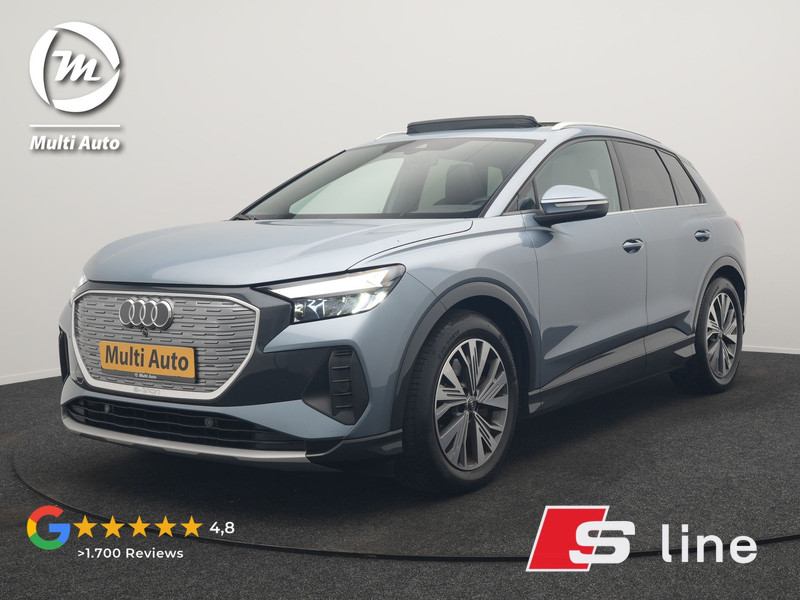 Audi Q4 E-Tron 45 Quattro S Line 82 kWh 265pk Dealer O.H. | Trekhaak Af Fabriek | Panodak | Adaptive Cruise | Camera | Sportstoelen Memory & Verwarmd | Sfeerverlichting | Keyless | Navigatie | DAB |