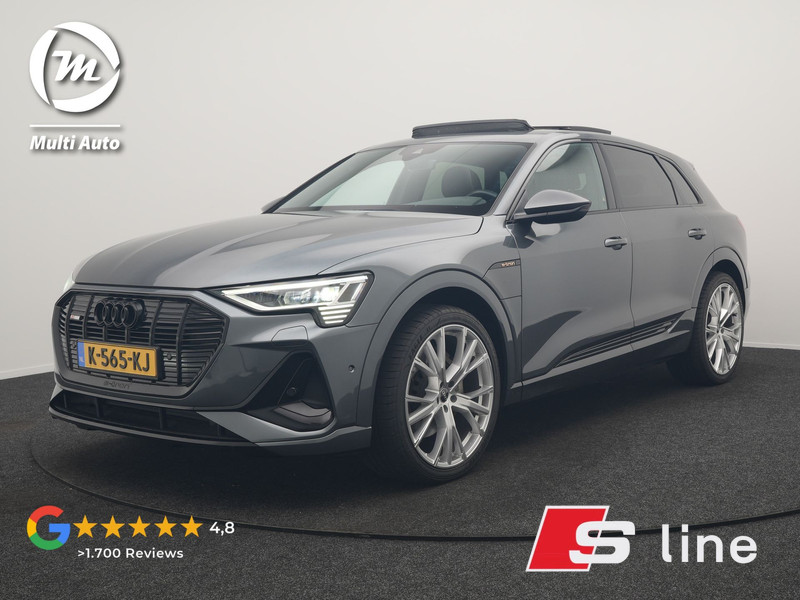 Audi e-tron 55 Quattro 2x S Line 95 kWh 408pk | Panodak | Luchtvering | Adaptive Cruise | 360 Camera | Matrix LED | Alcantara Sportstoelen Memory & Verwarmd | Apple Carplay | 22"L.M | Navigatie | DAB |