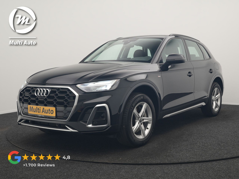 Audi Q5 50 TFSI e quattro S Line PHEV 300pk Dealer O.H | Trekhaak Af Fabriek | 360 Camera | Adaptive Cruise | Head Up | Lederen Stoelen Memory & Verwarmd | Blis | Keyless | Navigatie | Virtual | DAB | 19"L.M | Plug In Hybrid |