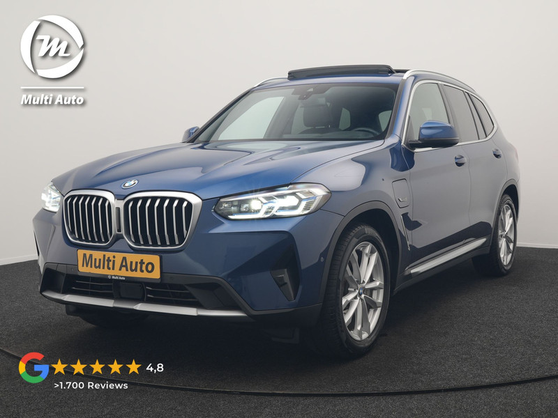 BMW X3 xDrive30e High Executive PHEV 293pk Dealer O.H | Trekhaak Af Fabriek | Panodak | Head Up | Adaptive Cruise | Camera | Laser LED | Hifi Audio | Lederen Sportstoelen Memory & Ventilatie | Keyless | Apple Carplay | Stoelverwarming | Navigatie | Virtual | DAB | 18" L.M | Plug In Hybrid |