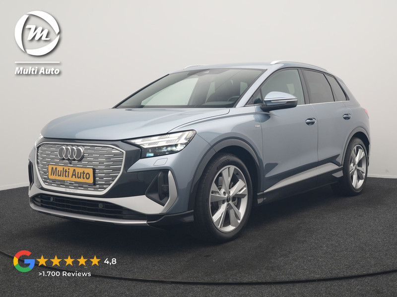 Audi Q4 E-Tron 40 2x S Line 82 kWh 204pk Dealer O.H | Trekhaak Af Fabriek | Matrix LED | Keyless | Lederen Sportstoelen Verwarmd | BLIS | Apple Carplay | Lane Assist | Virtual | Navigatie | DAB | 20"L.M |