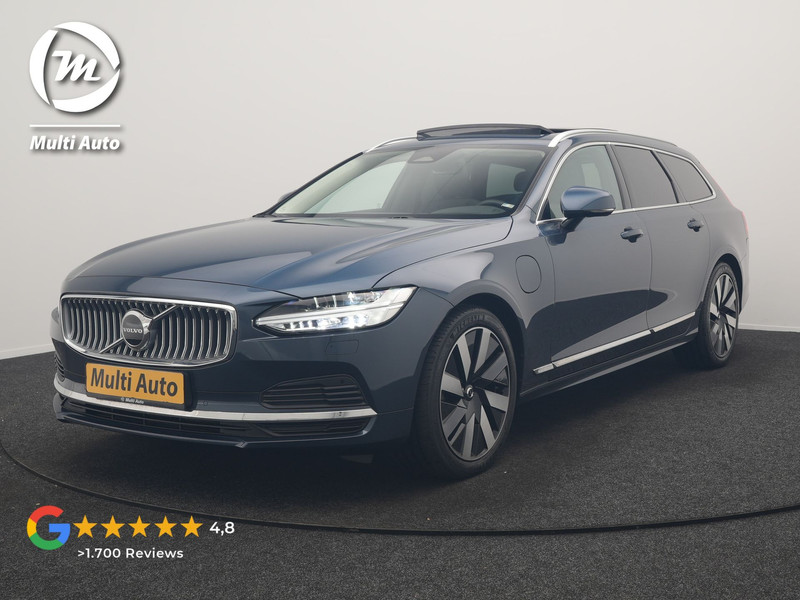 Volvo V90 T6 AWD Plus Bright LONG RANGE PHEV 350pk Dealer O.H. | Trekhaak Af Fabriek | Panodak | Adaptive Cruise | Camera | Harman / Kardon | Lederen Sportstoelen Memory & Verwarmd | Keyless | Blis | Stuur Verwarmd | Apple Carplay | Google Assistent | Plug In Hybrid |