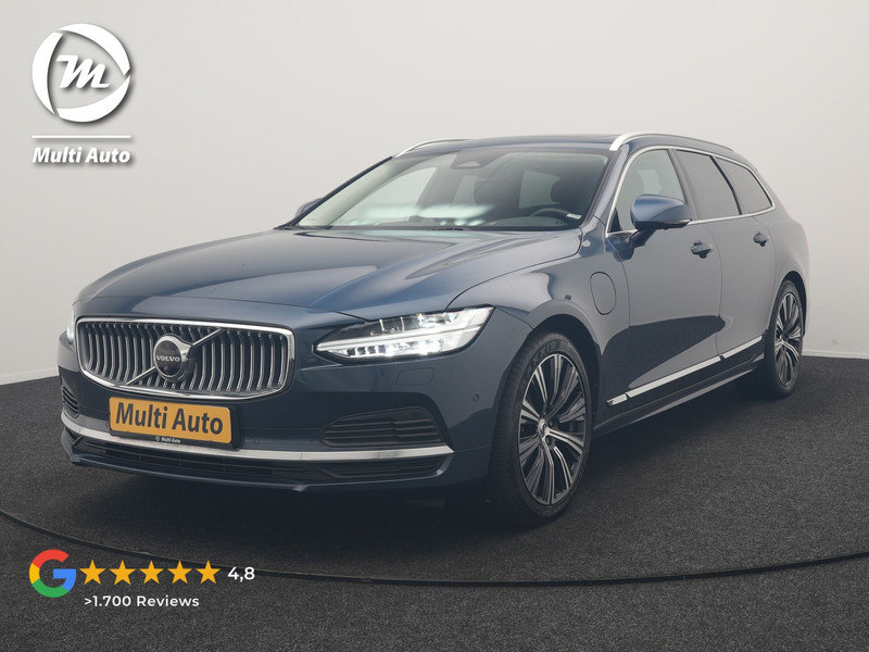 Volvo V90 T8  AWD Ultimate Bright LONG RANGE PHEV 350pk | Trekhaak Af Fabriek | Panodak | Adaptive Cruise | 360 Camera | Head Up | Lederen Sportstoelen Memory & Massage & Ventilatie | Bowers & Wilkins | Blis | Keyless | Stuur & Stoelen Verwarmd | Plug In Hybrid |