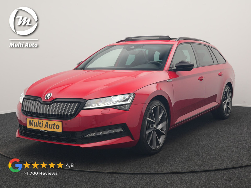 Škoda Superb Combi 1.4 TSI iV Sportline Business PHEV 218pk Dealer O.H. | Trekhaak Af Fabriek | Panodak | Adaptive Cruise | Camera | Canton Audio | Alcantara Sportstoelen Memory & Verwarmd | Stuur Verwarmd | Sfeerverlichting | Keyless | BLIS | Crystal LED | Plug In Hybrid |