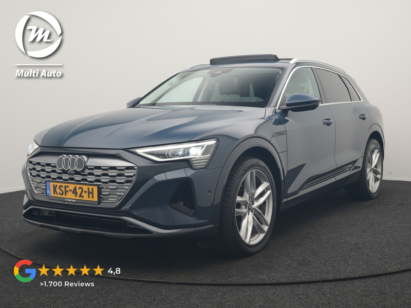 Audi Q8 e-tron 55 quattro Advanced Edition 115 kWh 408pk Dealer O.H | Panodak | Head Up | 360 Camera | Bang & Olufsen | Lederen Sportstoelen Massage & Memory | Stoelventilatie & Verwarming | Cruise Control | Keyless | Virtual | Navigatie | DAB | 21" L.M |