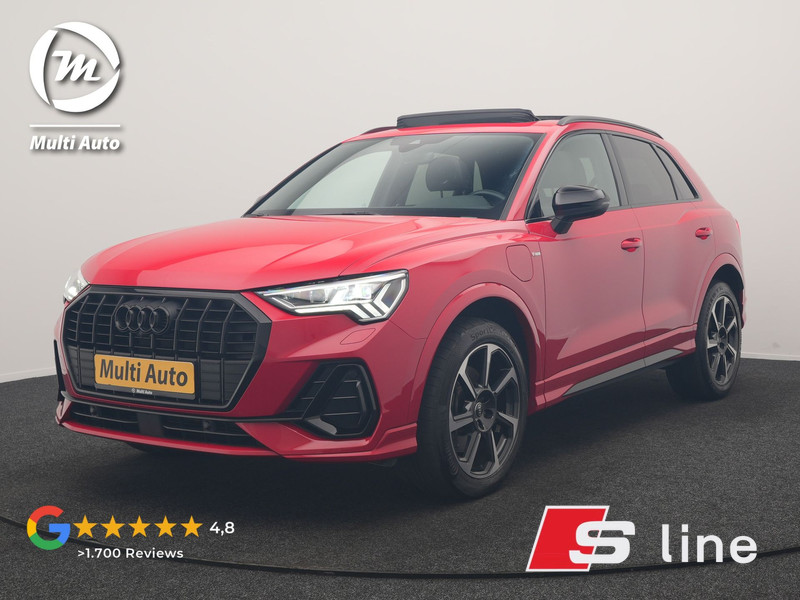 Audi Q3 45 TFSI e 2x S Line PHEV 245pk Dealer O.H. | Trekhaak Af Fabriek | Panodak | Adaptive Cruise | 360 Camera | Matrix LED | Alcantara Sportstoelen Memory & Verwarmd | Blis | Keyless | Sfeerverlichting | Navigatie | DAB | 19"L.M | Plug In Hybrid |