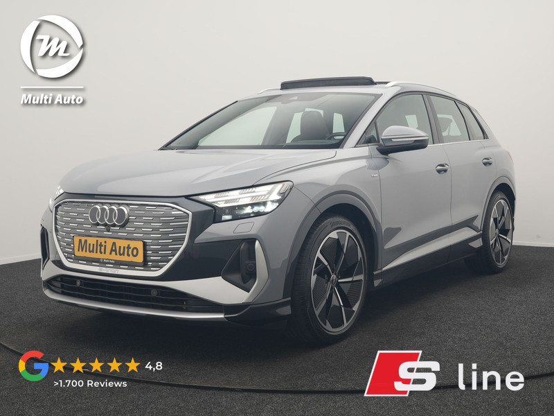 Audi Q4 E-Tron 35 2x S Line 55 kWh 170pk Dealer O.H. | Panodak | Valcona Lederen Sportstoelen & Memory | Adaptive Cruise | Head Up | 360 Camera | Sonos Audio | Matrix LED | Keyless | Blis | Apple Carplay | Navigatie | DAB |
