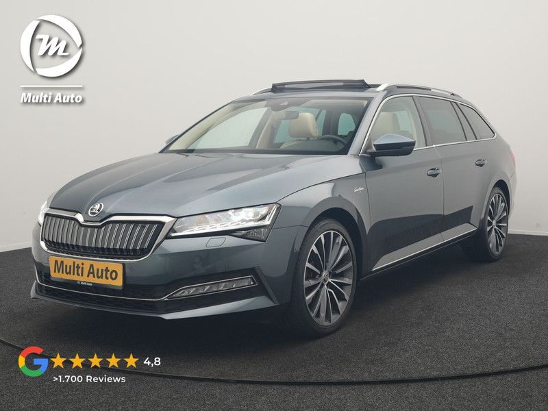 Škoda Superb Combi 1.4 TSI iV Laurin & Klement PHEV 218pk Dealer O.H. | Trekhaak Af Fabriek | Panodak | Adaptive Cruise | 360 Camera | Canton Audio | Lederen Comfortstoelen Massage & Ventilatie & Memory | Crystal LED | Stoelen & Stuur Verwarmd | Keyless | Blis  | Plug In Hybrid |