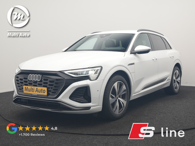 Audi Q8 e-tron 55 Quattro S Line 115 kWh 408pk Dealer O.H. | Adaptive Cruise | Matrix LED | 360 Camera | Bang & Olufsen | Alcantara Sportstoelen Memory & Verwarmd | Sfeerverlichting | Keyless | BLIS | Navigatie | DAB | Virtual | 20"L.M |
