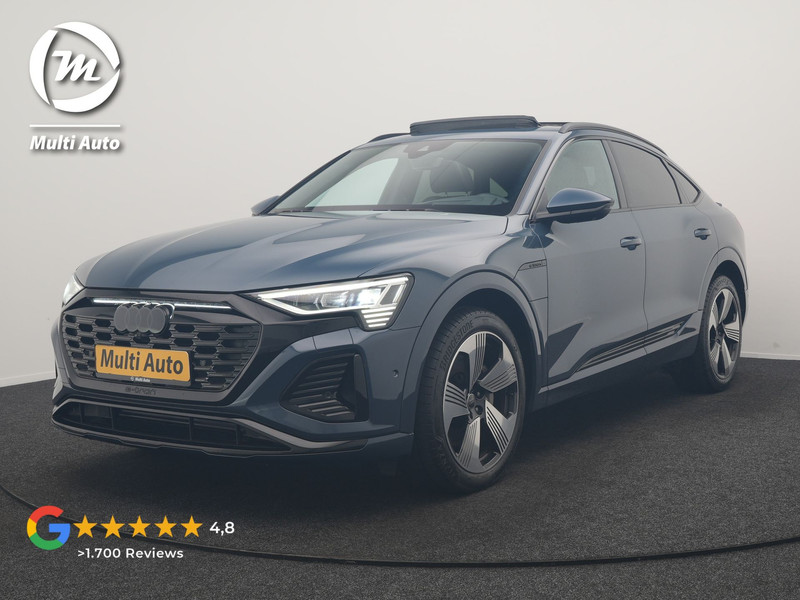 Audi Q8 Sportback e-tron 50 quattro S Line 95 kWh 340pk Dealer O.H. | Panodak | Luchtvering | 360 Camera | Matrix LED | Alcantara Sportstoelen Verwarmd | Keyless | Sfeerverlichting | Apple Carplay | Navigatie | DAB | 21"L.M |