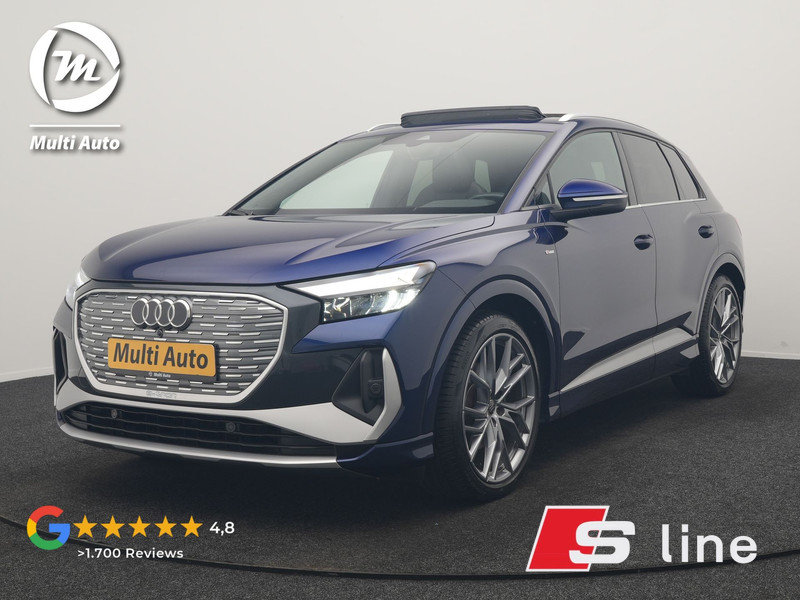 Audi Q4 E-Tron 35 2x S Line 55 kWh 170pk | SOH 93% | Panodak | Adaptive Cruise | Lederen Sportstoelen & Stuur Verwarmd | Camera | Keyless | 21"L.M | Navigatie | DAB |