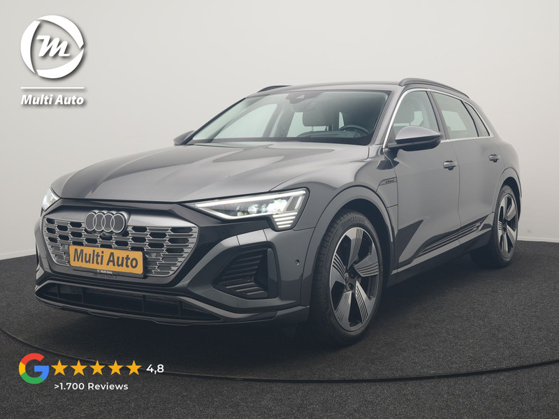 Audi Q8 e-tron 55 quattro S Line 114 kWh Dealer O.H | SOH 97,2% | Trekhaak Afn. | Adaptive Cruise | Matrix LED | Head Up | 360 Camera | Lederen Sportstoelen Memory & Ventilatie | Stuur & Stoelverwarming | Navigatie | Virtual | DAB | 21"L.M |
