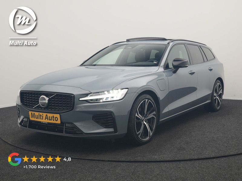 Volvo V60 T6 AWD Plus Dark Long Range PHEV 350pk Dealer O.H | Trekhaak Af Fabriek | Panodak | Adaptive Cruise | Camera | Sportstoelen Memory & Verwarmd | Stuur Verwarmd | Keyless | Apple Carplay | Navigatie | DAB | 19" | Plug In Hybrid |