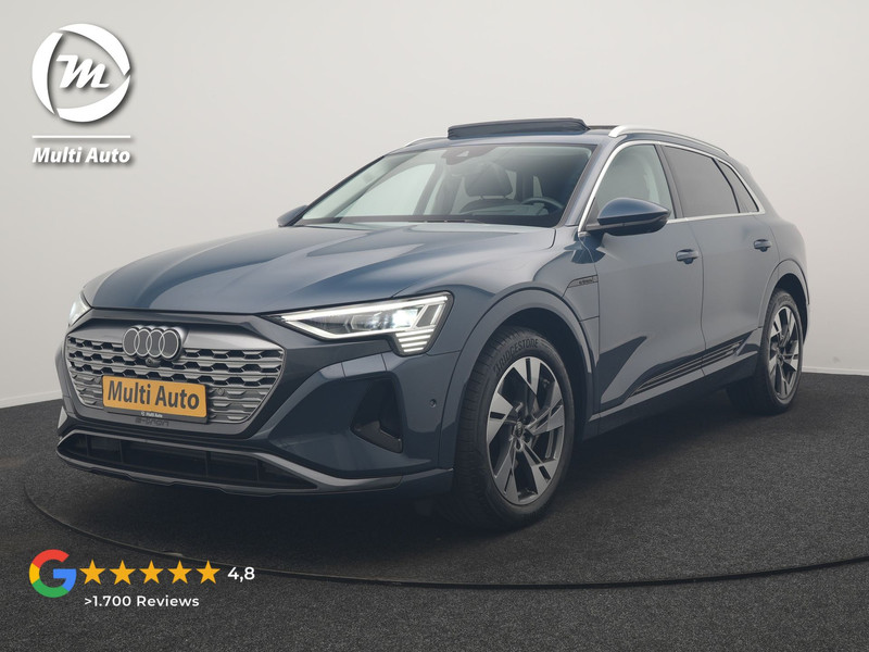 Audi Q8 e-tron 55 quattro Advanced Edition 114 kWh Dealer O.H | SOH 96,6% | Trekhaak Afn. | Panodak | Luchtvering | Adaptive Cruise | 360 Camera | Head Up | Bang & Olufsen | Lederen Comfortstoelen Memory & Verwarmd | Keyless | Apple Carplay | Navigatie | DAB | 20"L.M |